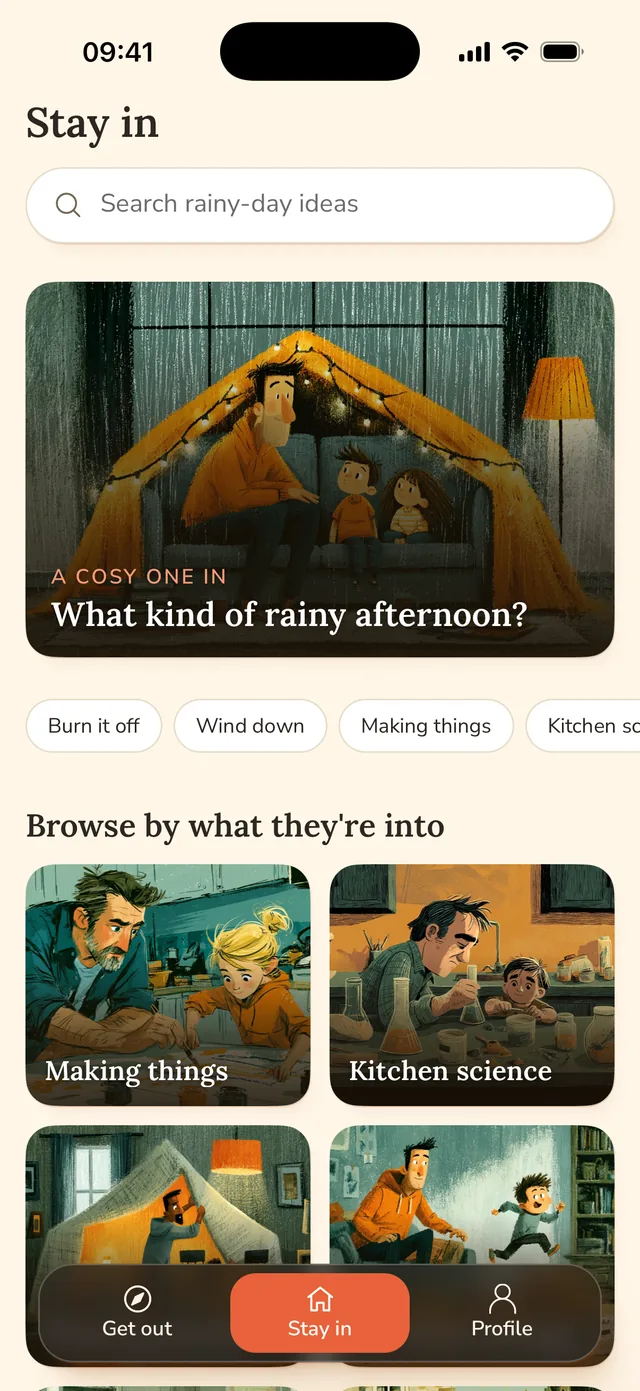 Stay in: What kind of rainy afternoon? Chips for burn it off, wind down and making things, and categories to browse.